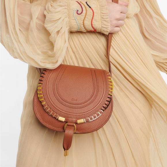 BRAND NEW CHLOE MARCIE CROSSBODY TAN LEATHER BAG PURSE - Picture 2 of 14